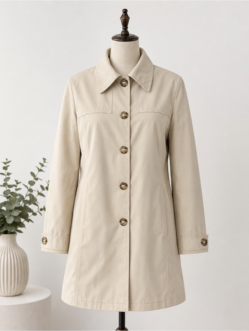 Vintage Esprit Cream Trench Coat Classic  Button Front Jacket